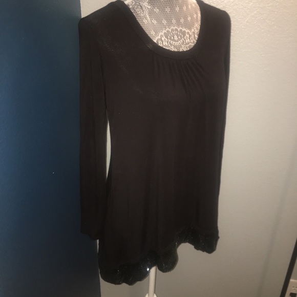 Black Long Sleeve Top w/ Disco Ball Bottom Medium - Picture 2 of 5